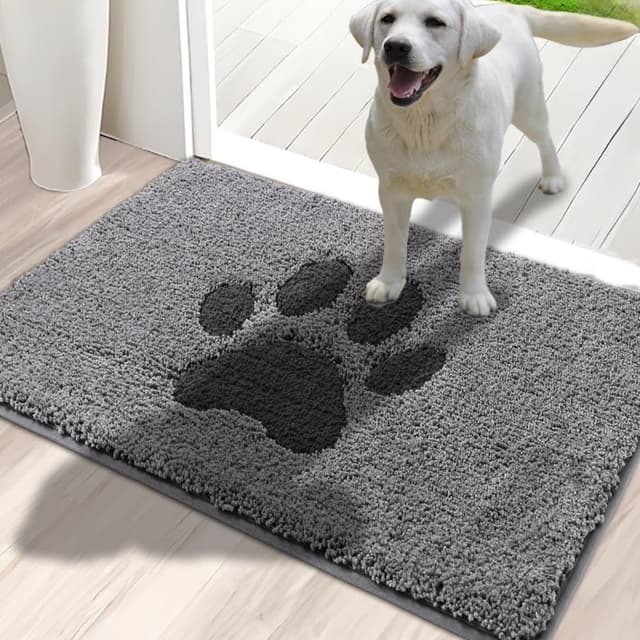 Oiilores Schmutzfangmatte Fußmatte Innen 50x80cm, Rutschfester Waschbarer Teppich, Niedriges Profil Innen Fußmatten für Eingang, Super Saugfähige Hundematten für Schlammige Pfoten, Grau 50 x 80 cm Grau