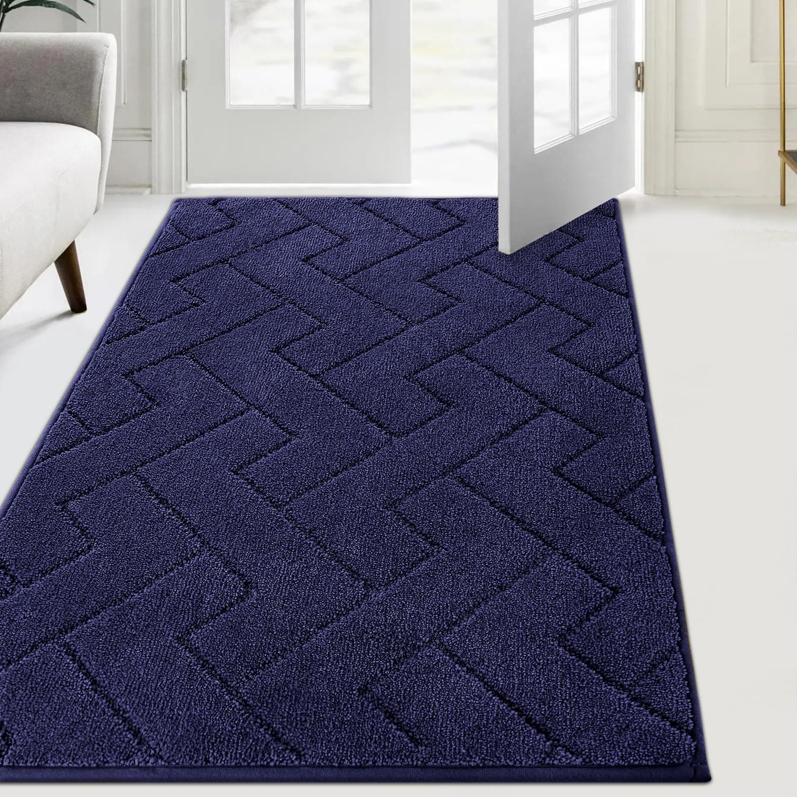 FCSDETAIL Schmutzfangmatte Innen 86 x 150 cm, rutschfeste Fußmatte, waschbar Sauberlaufmatte, absorbierend Türmatte, Fussmatte Teppich für Hund, Eingang, Haustür & Flur 86 x 150 cm (Rechteckig) Blau