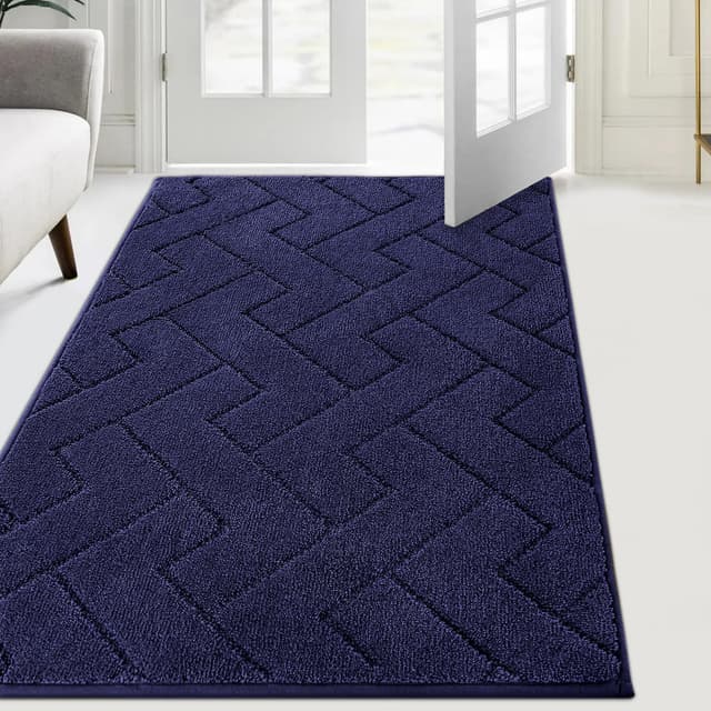 FCSDETAIL Schmutzfangmatte Innen 86 x 150 cm, rutschfeste Fußmatte, waschbar Sauberlaufmatte, absorbierend Türmatte, Fussmatte Teppich für Hund, Eingang, Haustür & Flur 86 x 150 cm (Rechteckig) Blau