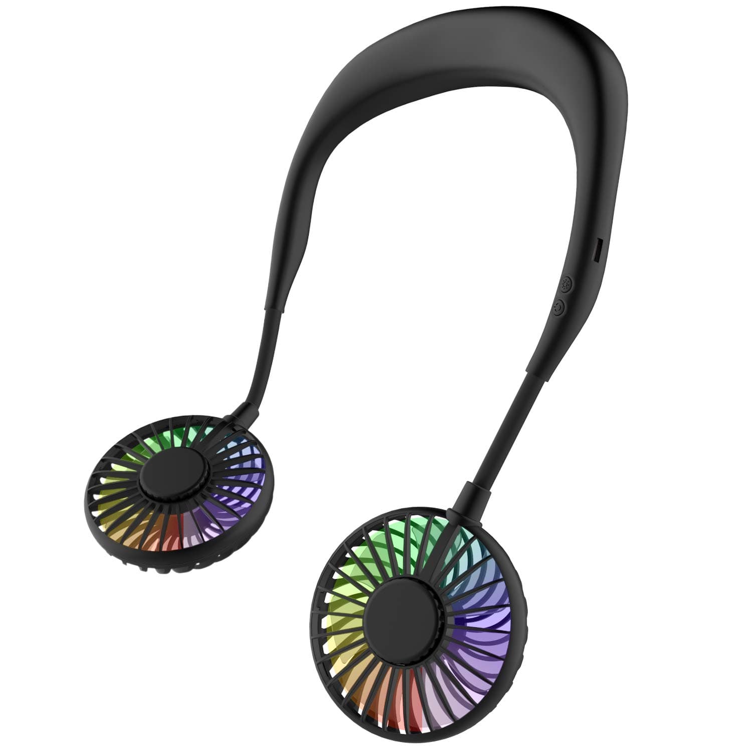 ITSHINY Tragbarer Ventilator, Nackenventilator Mini USB Ventilator Hände, Wiederaufladbarer Tragbarer, Schreibtisch Ventilator, Ventilator Mit Bügel für Den Nacken, 3 Geschwindigkeiten, LED-Licht Alles Schwarz