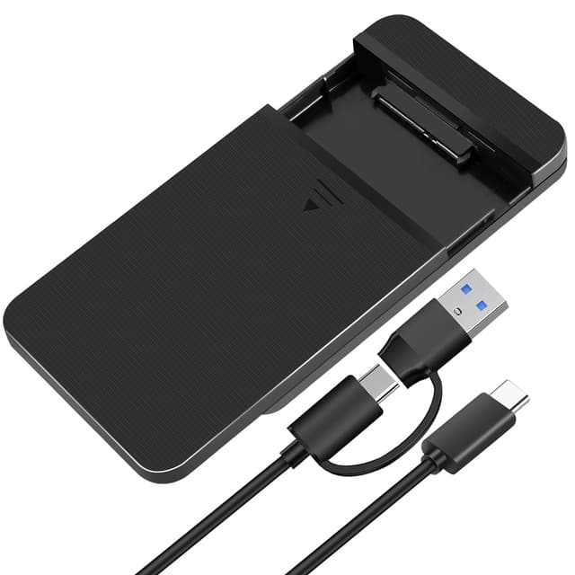 YIIFELL Festplattengehäuse SSD Gehäuse 2,5 Zoll Gehäuse USB C 3.2 Gen 2 / USB Typ-A auf SATA III bis zu 10 Gbps Externes Gehäuse für SSD und HDD in Höhe 9.5mm/7mm Werkzeugfreie Montage