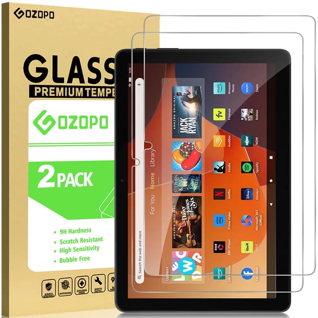 GOZOPO Schutzfolie für Amazon Fire HD 10 (13. Gen., 2023) / Fire HD 10 Kids / 10 Kids Pro Tablet, Panzer Schutz Glas Gehärtetem Displayschutzfolie, 2 Stück transparent Fire HD 10 Tablet (2023 /2021)