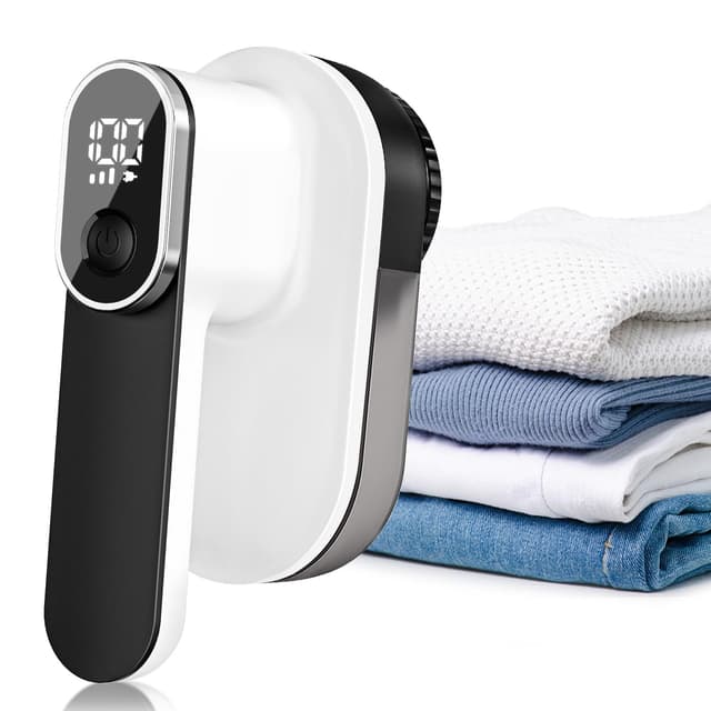 HAPPHOOH Fusselrasierer Elektrische, Fusselentferner USB Aufladbar, 3 Geschwindigkeiten einstellbar, LED anzeige, Entfussler Entfernt Knötchen für Kleidung, Sofa Standard-01