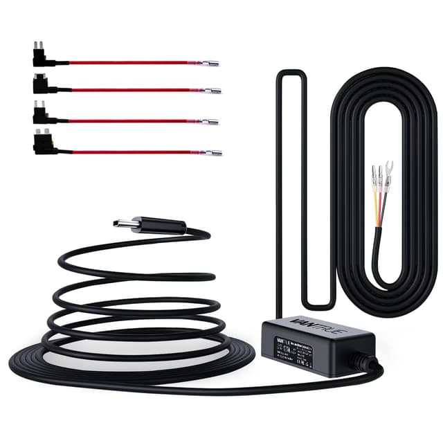 VANTRUE USB-C Hardwire Kit mit 2 Stufen und Acc Kabel für alle Dashcams, 12V/24V zu 5V, Sicherungshalter mit Niederspannungsschutz, 24Std. Parkmodus, kompatibel mit Anderer USB-C Dashcam 2 Gänge