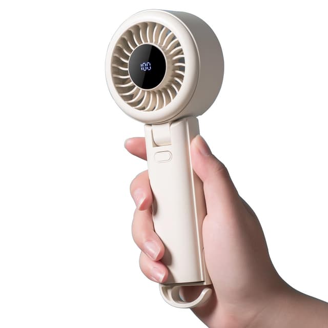 HAOHEJIA Handventilator, Mini Kleiner Ventilator Akku Aufladbar 13H Max Laufzeit 4000mAh, Tragbarer Mini Ventilator, Klappbarer 5-Geschwindigkeiten Ultra Leise 6000RPM Hohe Geschwindigkeit