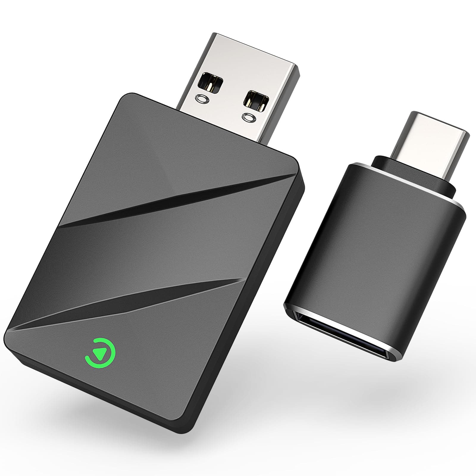 2-in-1 Wireless CarPlay & Android Auto Adapter, Kabelloser USB-Dongle für Autos, Kabelloses CarPlay & Android Auto, Plug & Play, Schnelle Stabile Verbindung, Kompatibel ab Baujahr 2016 Schwarz