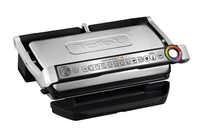 Tefal OptiGrill+ XL Kontaktgrill, 9 Programme, manueller Modus, 200 W, Garstufenanzeige, Dickemessung, Abnehmbare XL-Platten, Elektrogrill, Edelstahl, GC722D16