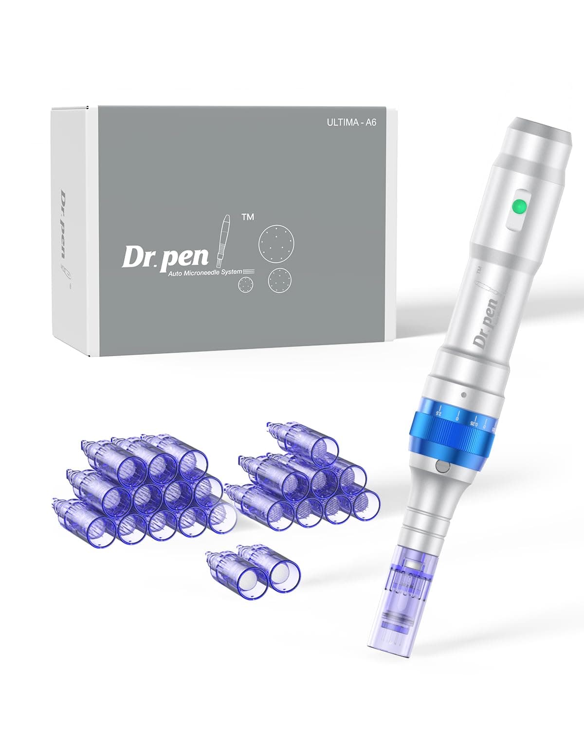 Dr. Pen Ultima A6 Microneedling Pen: Kabellose Microneedling-Maschine Dr. Pen mit 22 Kartuschen light gray