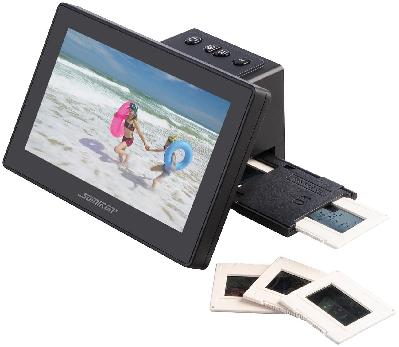 Somikon Dia Scanner: Stand-Alone-Dia- & Negativscanner, 17,8 cm/7"-IPS-Display, 25 MP, HDMI (digitalisieren, Diascanner mit Display, Projektor)