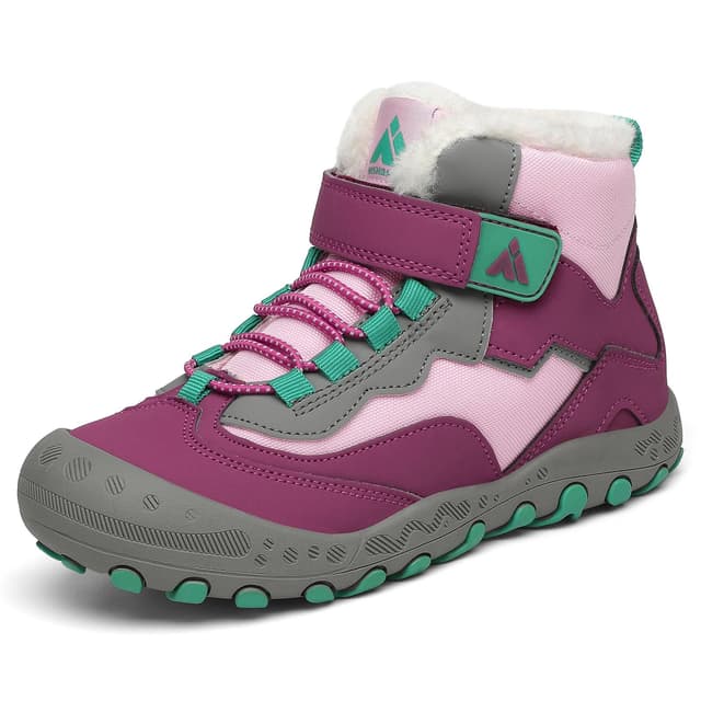 Mishansha Kinder Winterschuhe Warm Gefüttert Winterstiefel Jungen Mädchen Schneestiefel Outdoor Rutschfest Boots, Gr.24-38 28 EU Violett