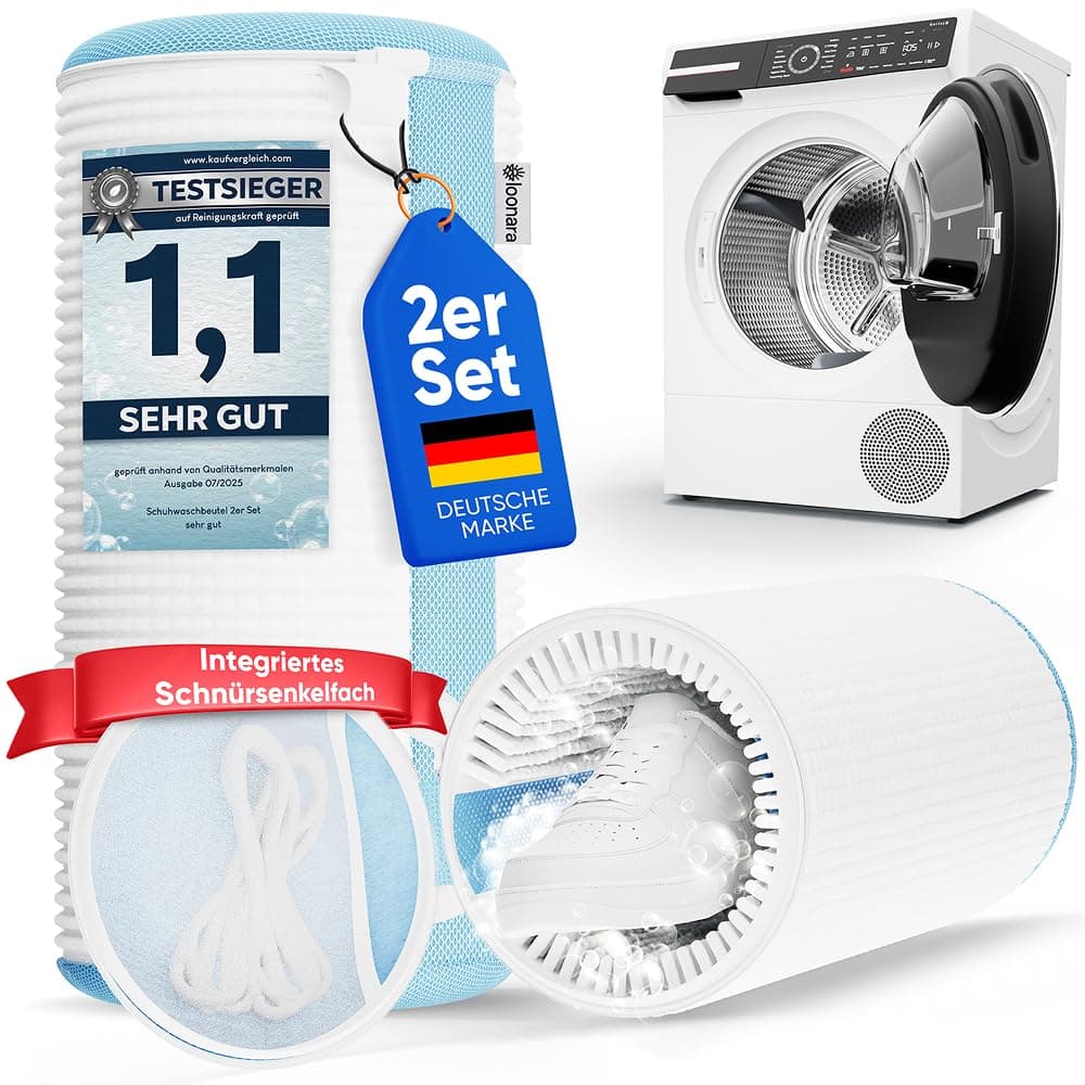 Schuhwaschbeutel Waschmaschine - 2 Stück - Wäschesack Schuhe - Waschbeutel Schuhe - Schuhbeutel Waschmaschine 2 Stück - Weiß