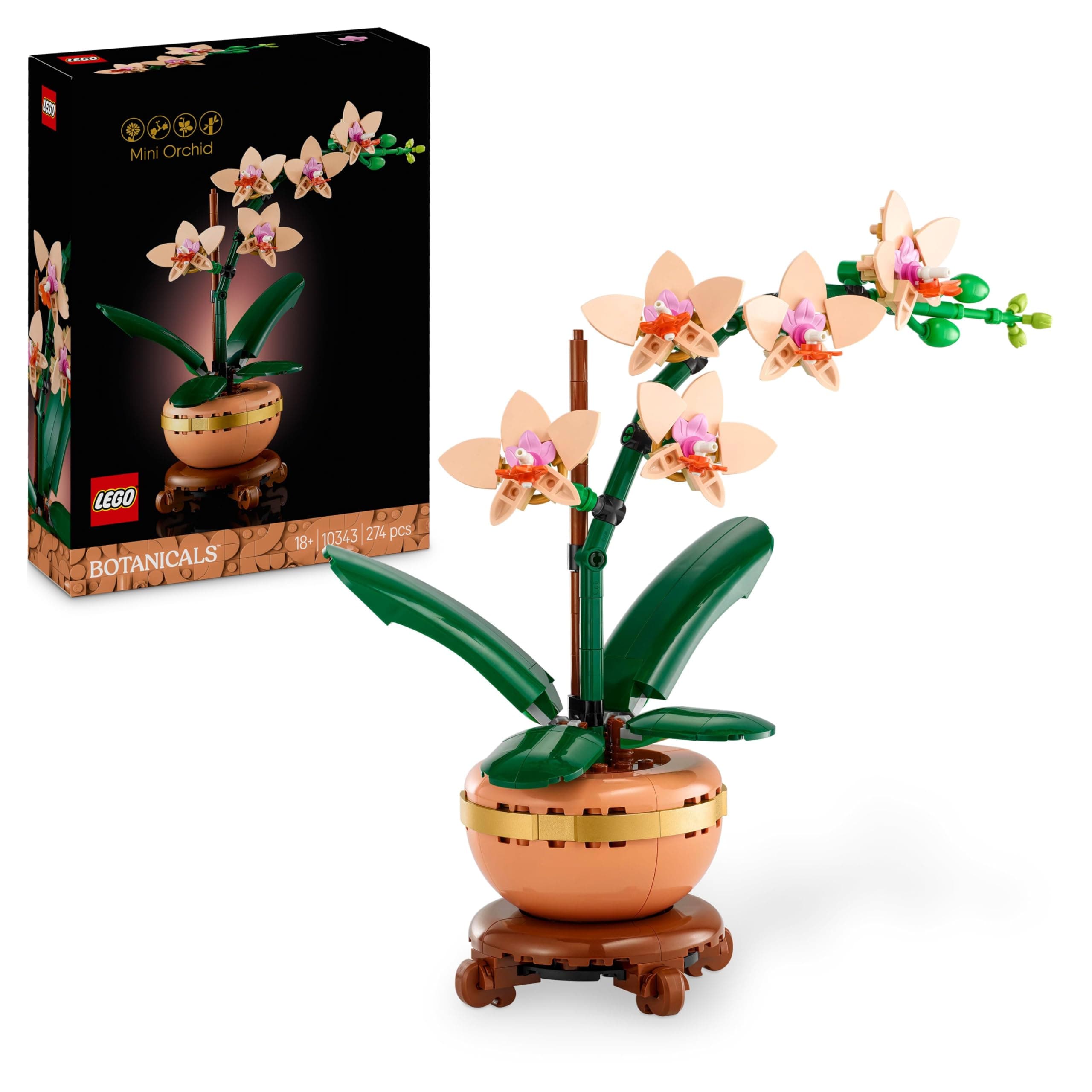 LEGO Botanicals Mini-Orchidee - Bauset für Erwachsene - Kunstblumen zum Bauen - DIY Deko fürs Wohnzimmer oder Büro Kreatives Gescchenk für Frauen und Männer - Geschenk zu Weihnachten - 10343