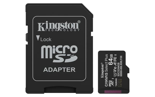 Kingston Canvas Select Plus microSD Speicherkarte 64GB microSDXC Gen3 100MB/s A1 Einschließlich SD Adapter - SDCS3/64GB Einschließlich SD Adapter 64GB