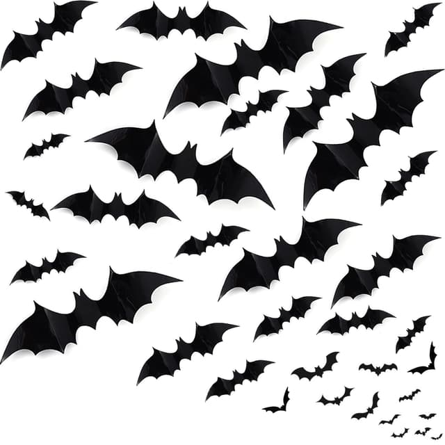 BELSVOR Halloween deko, 60 Stück halloween Fledermäuse, 60 Realistische Halloween deko outdoor, Fledermäuse zur Verwendung an Wänden/Türen/Schlafzimmern/Zimmern/Garten