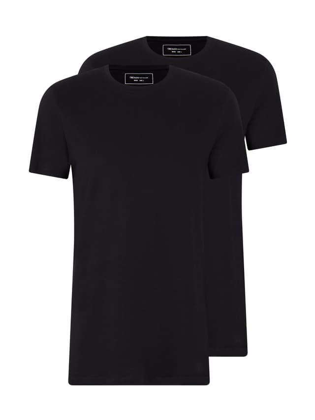 TOM TAILOR Denim Herren Long Fit T-Shirt im Doppelpack T-Shirts im Doppelpack 29999 - Black M