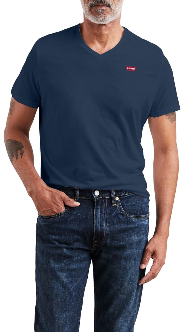Levi's Herren Original Housemark V-Neck T-Shirt T-Shirt L Dress Blues