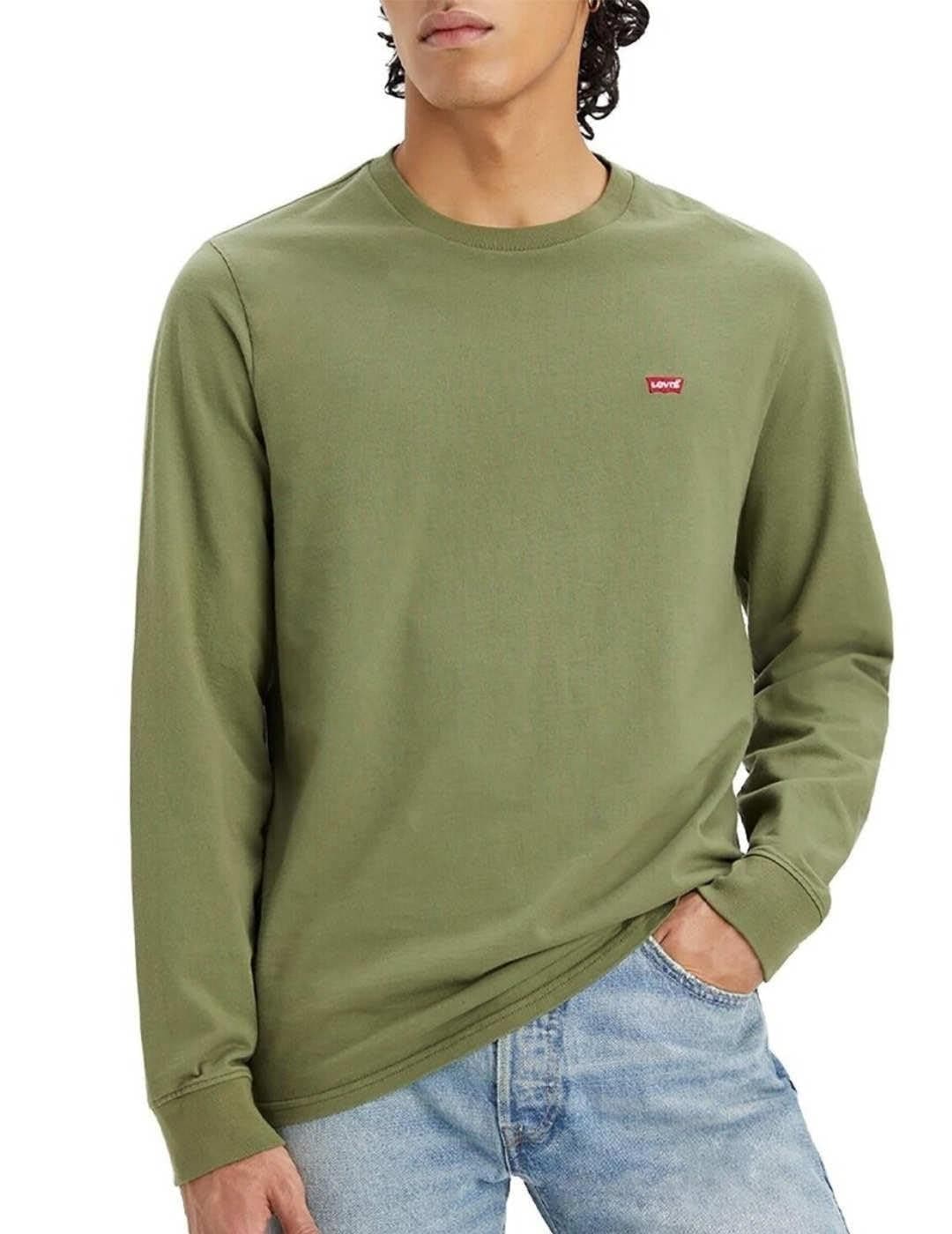 Levi's Herren Long-Sleeve Original Housemark Tee T-Shirt L Bluish Olive