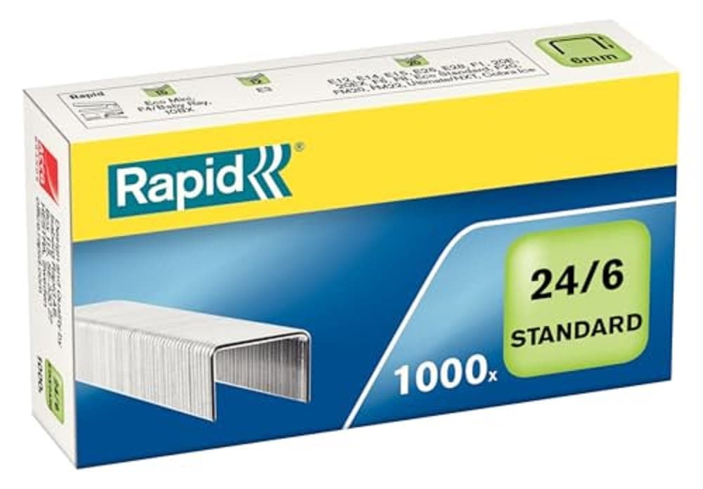 Rapid Heftklammern, 24/6 mm, Standard, verzinkt, 20 x 1000 Stück, 24855600