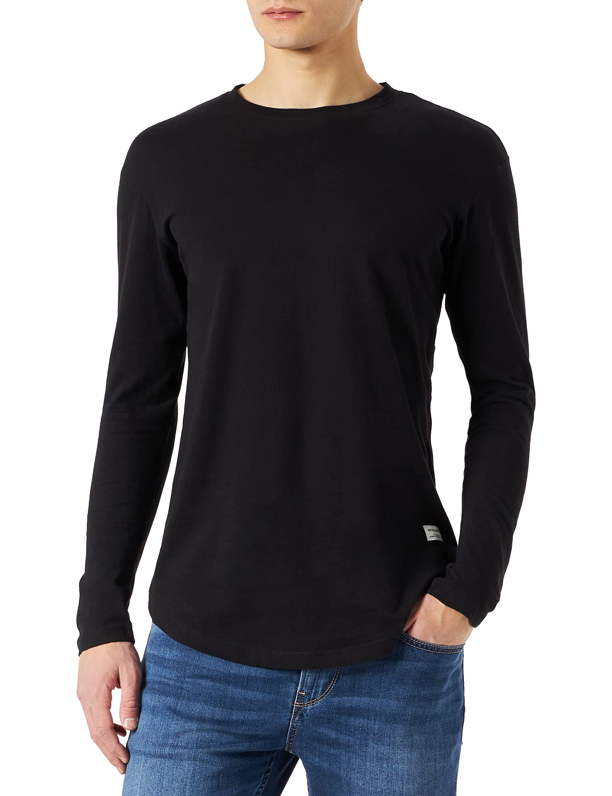 JACK & JONES Male Langarm-T-Shirt Einfarbig Langarm-T-Shirt L Schwarz
