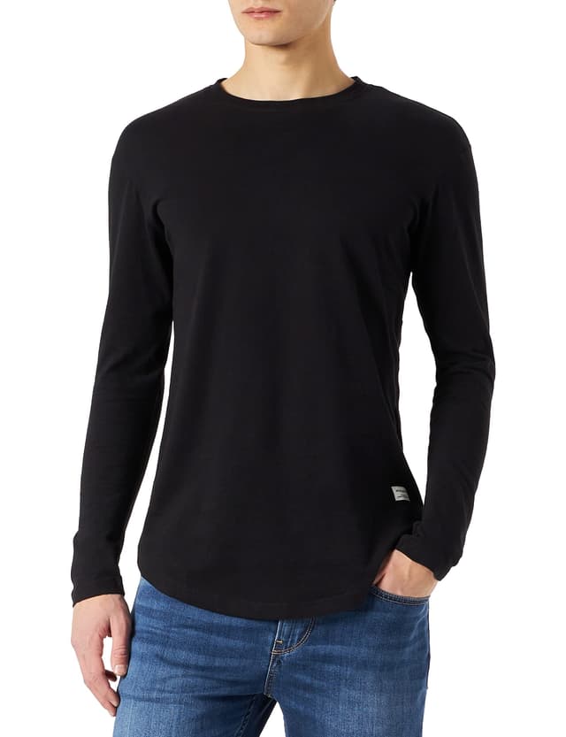 JACK & JONES Male Langarm-T-Shirt Einfarbig Langarm-T-Shirt L Schwarz