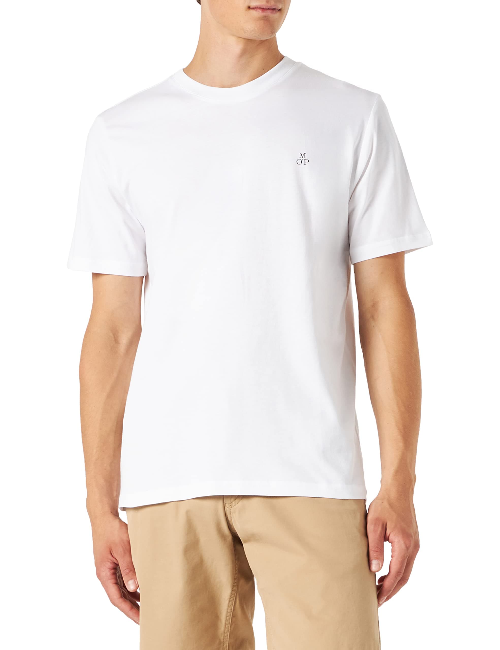 Marc O'Polo Herren T-Shirt aus Bio-Baumwolle mit Rundhalsausschnitt L Weiß New