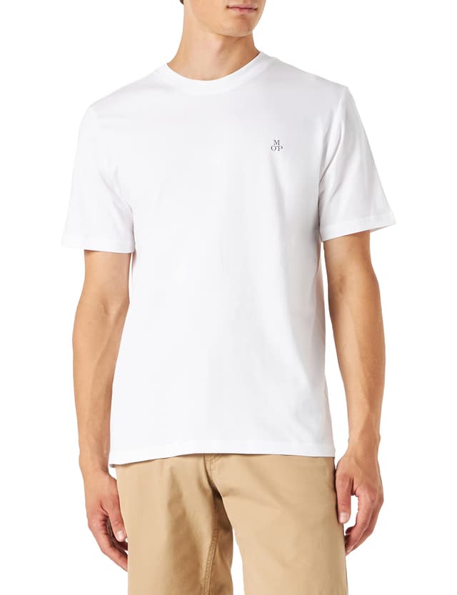 Marc O'Polo Herren T-Shirt aus Bio-Baumwolle mit Rundhalsausschnitt L Weiß New