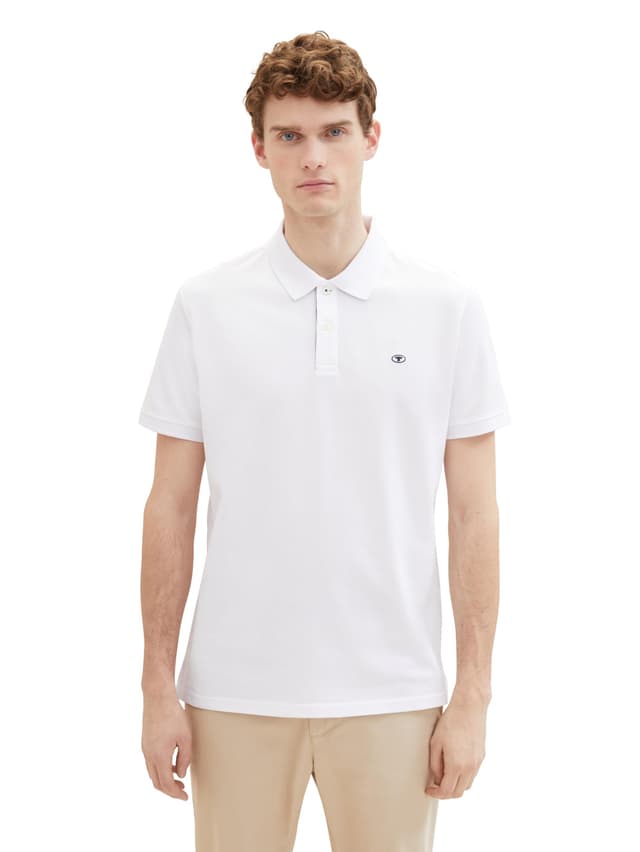 Tom Tailor Herren Piqué Poloshirt aus Baumwolle L 20000 - White