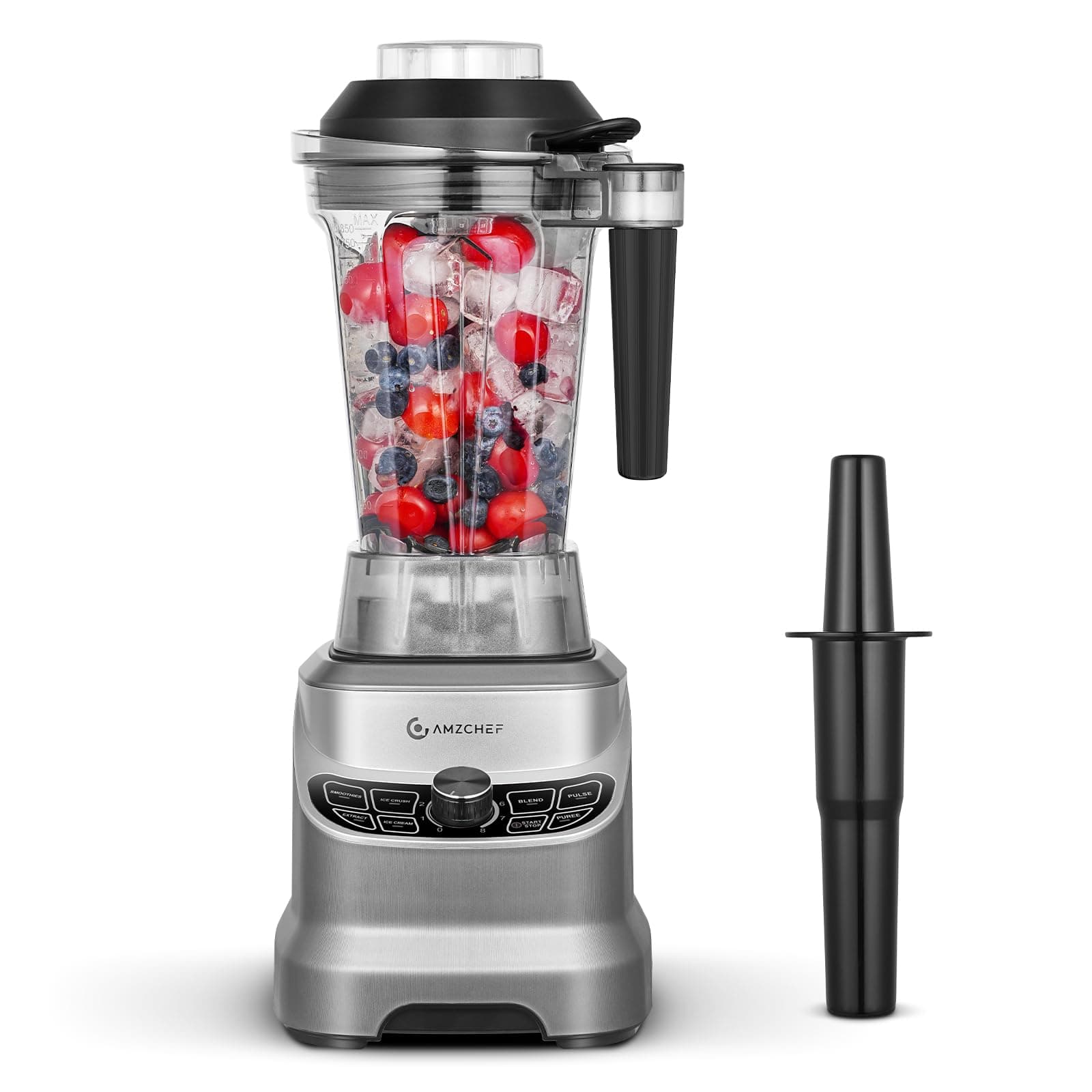 AMZCHEF Professioneller Standmixer mit 8 Einstellbaren Geschwindigkeiten | 1800W Mixer Hochleistungsmixer für die Küche | 1,85 L Blender für Shakes, Smoothies, Eiscrushen, Gefrorene Früchte 1800W Grey