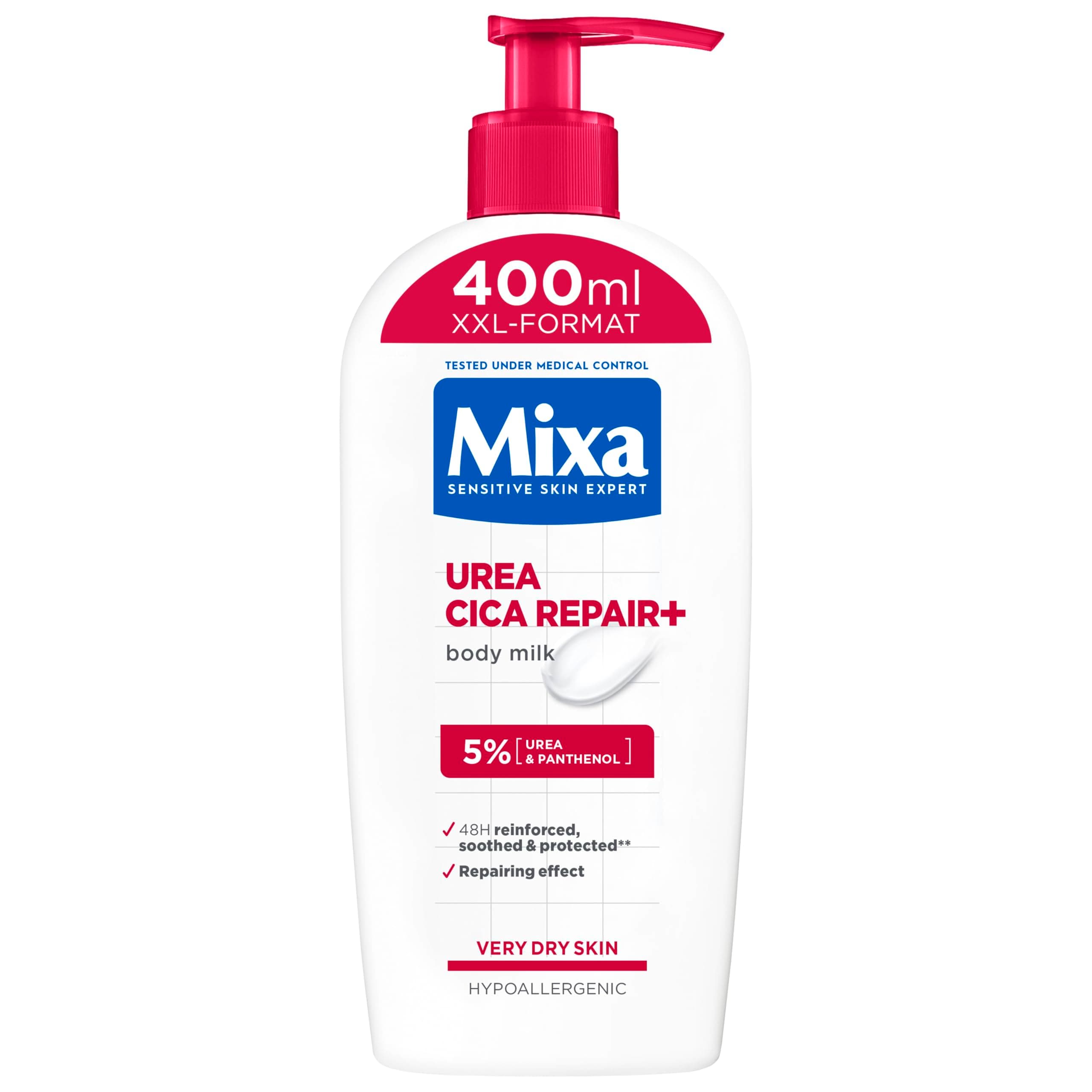 Mixa Urea Cica Body Lotion XXL, mit Urea & regenerierendem Panthenol, beruhigende & schützende Körpermilch, für trockene Haut, hochverträglich, beugt Hautirritationen vor Urea Cica Repair+, 400 ml XXL Pack