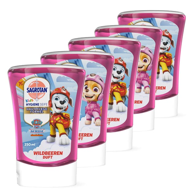 Sagrotan Kids No-Touch Nachfüller Wildbeeren – Für den automatischen Seifenspender – 5 x 250 ml Handseife