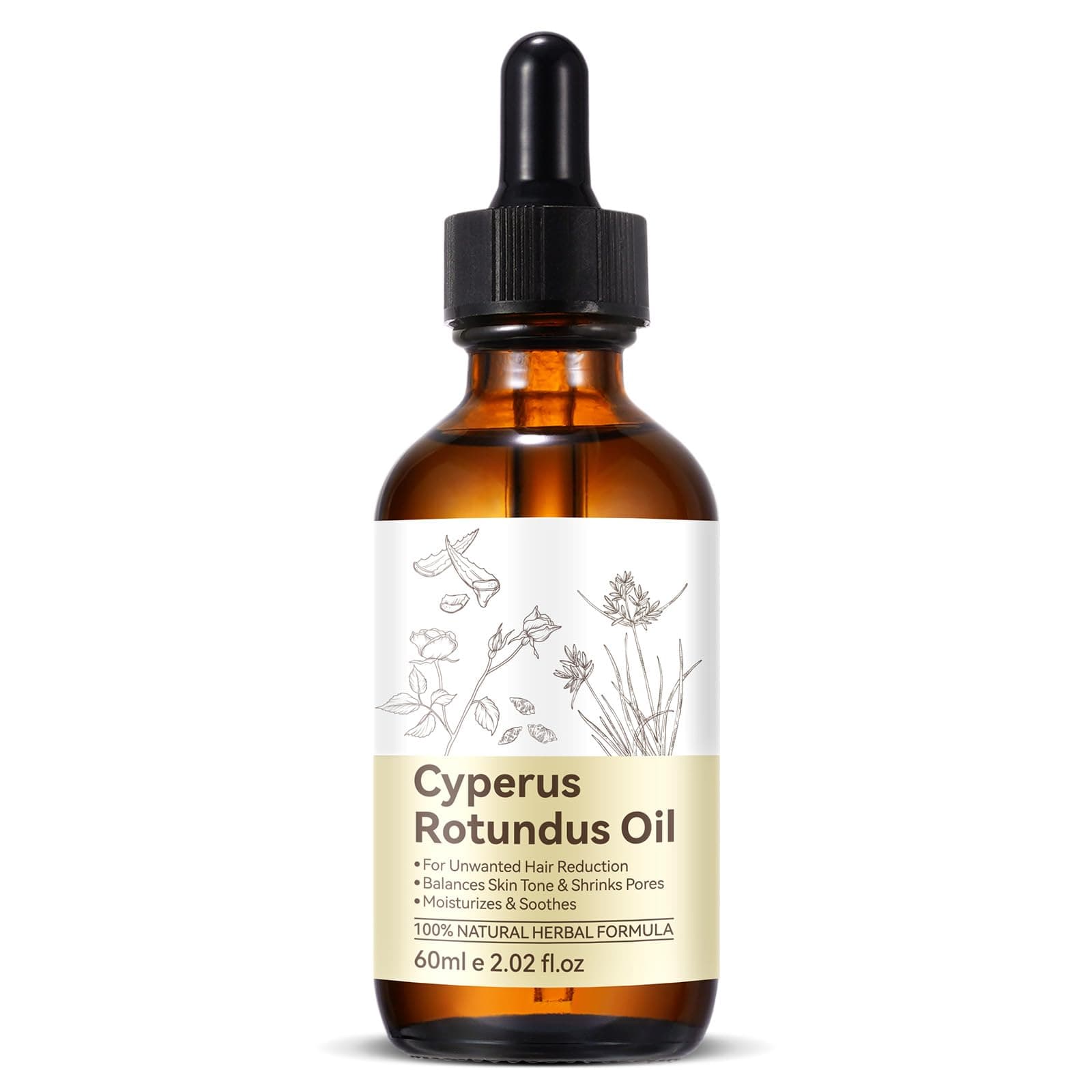 Cyprus Rotundus Oil for Hair Removal - Reducing Body Hair Growth | 100% Pure Cyperus Rotundus Essential Oil for Smooth Skin & Hair Removal, 60ml 60 ml (1er Pack)