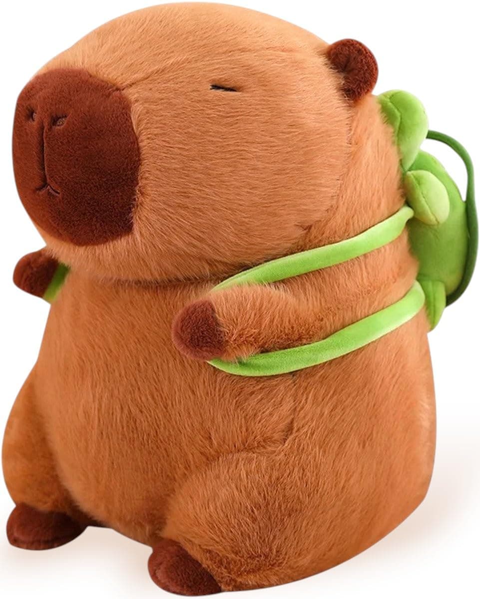 Klikkopers® - Capybara Kuscheltier, 25cm Capybara Plüschtier Kawaii Kuscheltier mit Schildkrötenrucksack, Plüschtier Wasserschwein Kuscheltiers Niedliche Kawaii Plush für Kinder (25cm)