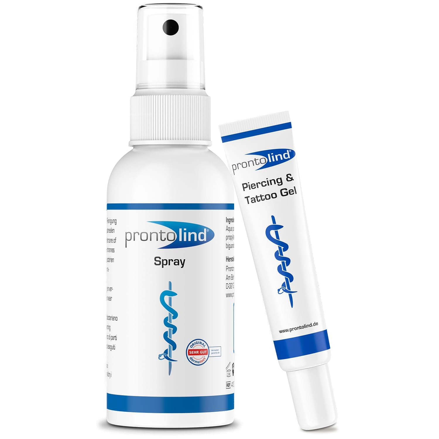 Prontolind Piercingpflegeset | bestehend aus Prontolind Spray 75ml & Gel 10ml | zur Reinigung und Pflege von Piercings, Tunnels, Plugs und Bodymodifications