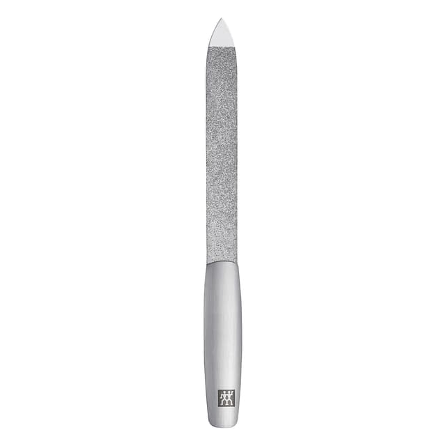 ZWILLING Saphir Nagelfeile (Grob- und feinkörnige Feilenflächen zum Kürzen und Formen, Reinigungsspitze), Premium, Silber, 130 mm 130 mm Silber