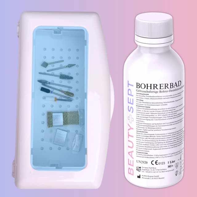 BEAUTYSept Instrumentenaufbereitungs-Set – 1 l Konzentrat + 500 ml Tauchwanne & 2 Spezialbürsten – CE-zertifiziertes Medizinprodukt Kl. II b