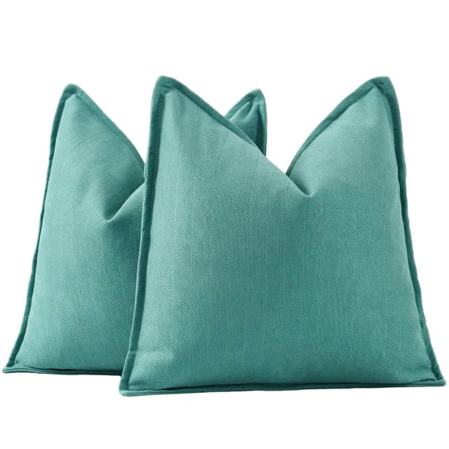 Madizz 2er Set Schlicht Chenille Kissenbezügen Weiche dekorative Kissenbezüge für Sofa Schlafzimmer Kissenhülle Aqua 55x55 cm Quadrat Aqua 55 x 55 cm, 2 Stück