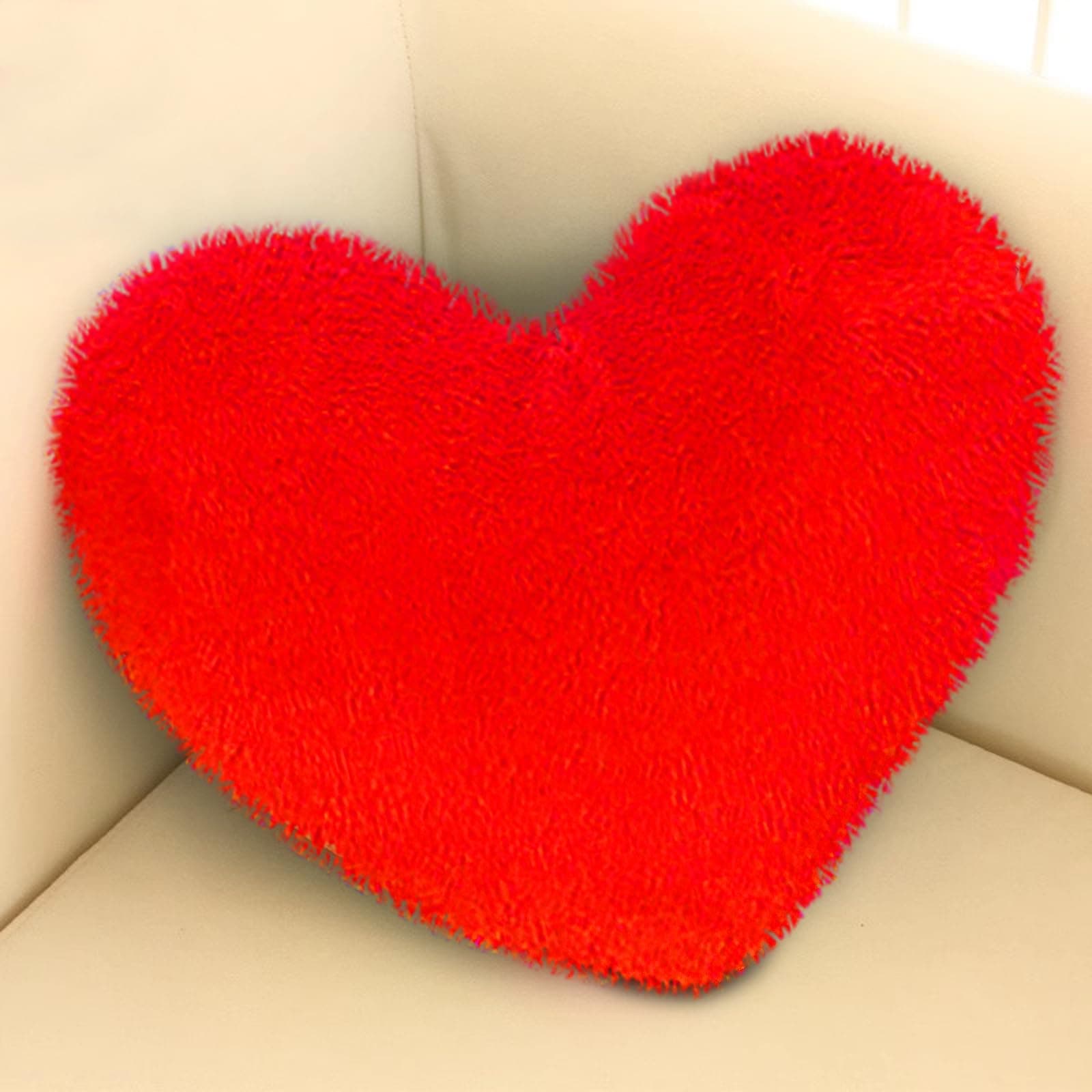RANJIMA Herzkissen, Herz Kissen, Kuschelkissen Dekoratives Kissen Schmusekissen Flausch Plüsch Dekokisse, Love Zierkissen Aesthetic Geschenkidee Weihnachten Deko Kissen für Bett, Sofa, 38x48 cm Rot