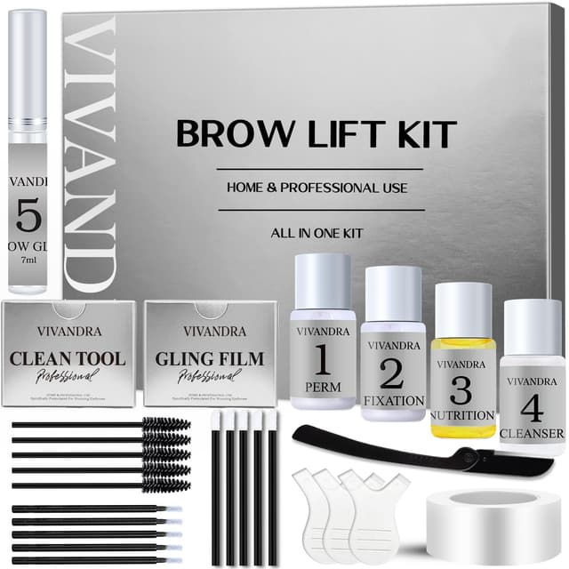 Augenbrauen Lifting Set, DIY Brow Lifting Set für Zuhause, Professionelles Brow Lamination Kit für Dichtere & Vollere Augenbrauen, Einfach Anzuwenden, Sofortige & Lang Anhaltende Ergebnisse Silber