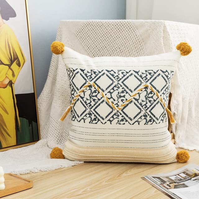 LIGICKY Dekorative Kissenbezug Moderne Boho Kissenbezüge Weich Kissenhülle Baumwolle Deko Kissen Sofakissen für Wohnzimmer Couch Schlafzimmer 45 x 45 cm