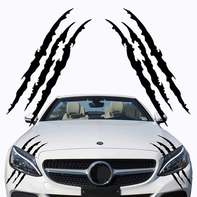 Monster Klaue Aufkleber, 2 Stück Augenbrauen Scheinwerfer Aufkleber Auto Wasserfeste Vinyl Decals Autoaufkleber Dekoration Monster Klaue AutoAufkleber Aesthetic Sticker (Schwarz)