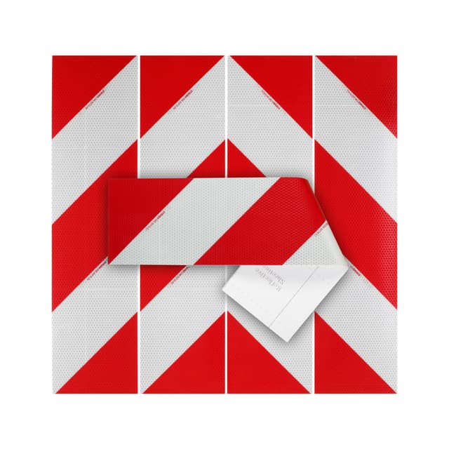 STROBO DIN 30710 Kfz Warnmakierung als Folie 141mm x 564mm selbstklebend reflektierend 2x Rechtsweisend 2x Linksweisend Folie Din 30710