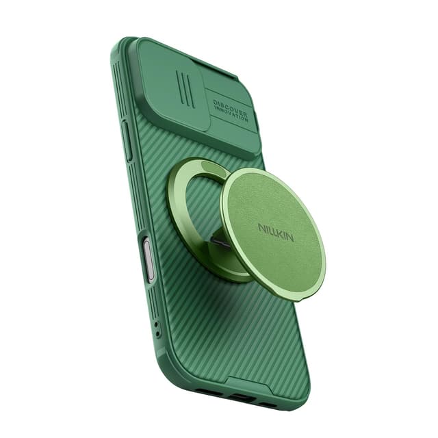 Nillkin Handy Ring Halterung Magnetisch für MagSafe, Handy Griff Halter aus Metall und Leder Phone Ständer Einstellbar Fingerhalter für iPhone 17/16/15/14/13 Pro Max (Grün)