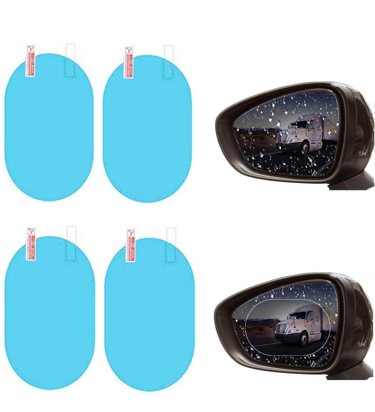 Bessy shop 4Pcs Auto Rückspiegel Film,Auto Rückspiegel Folie, HD Wasserdicht Anti-Beschlag-Spiegel Schutzfolie für Geeignet für die Meisten Autos für Autospiegel und Seitenfenster.