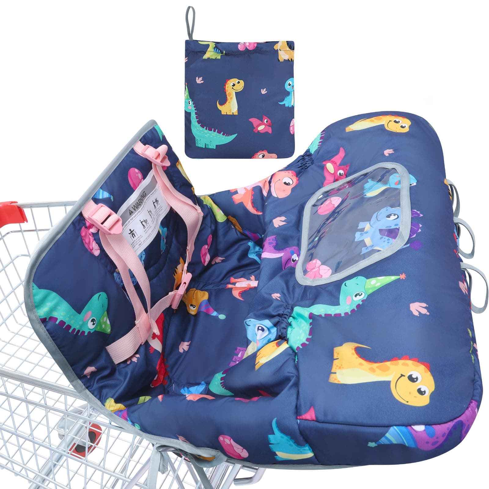 2in1 Einkaufswagenschutz und Hochstuhlabdeckung für Babys & Kleinkinder,Weich und Bequem Tragbar Maschinenwaschbar Sitzabdeckung für Jungen & Mädchen Dinosaurier