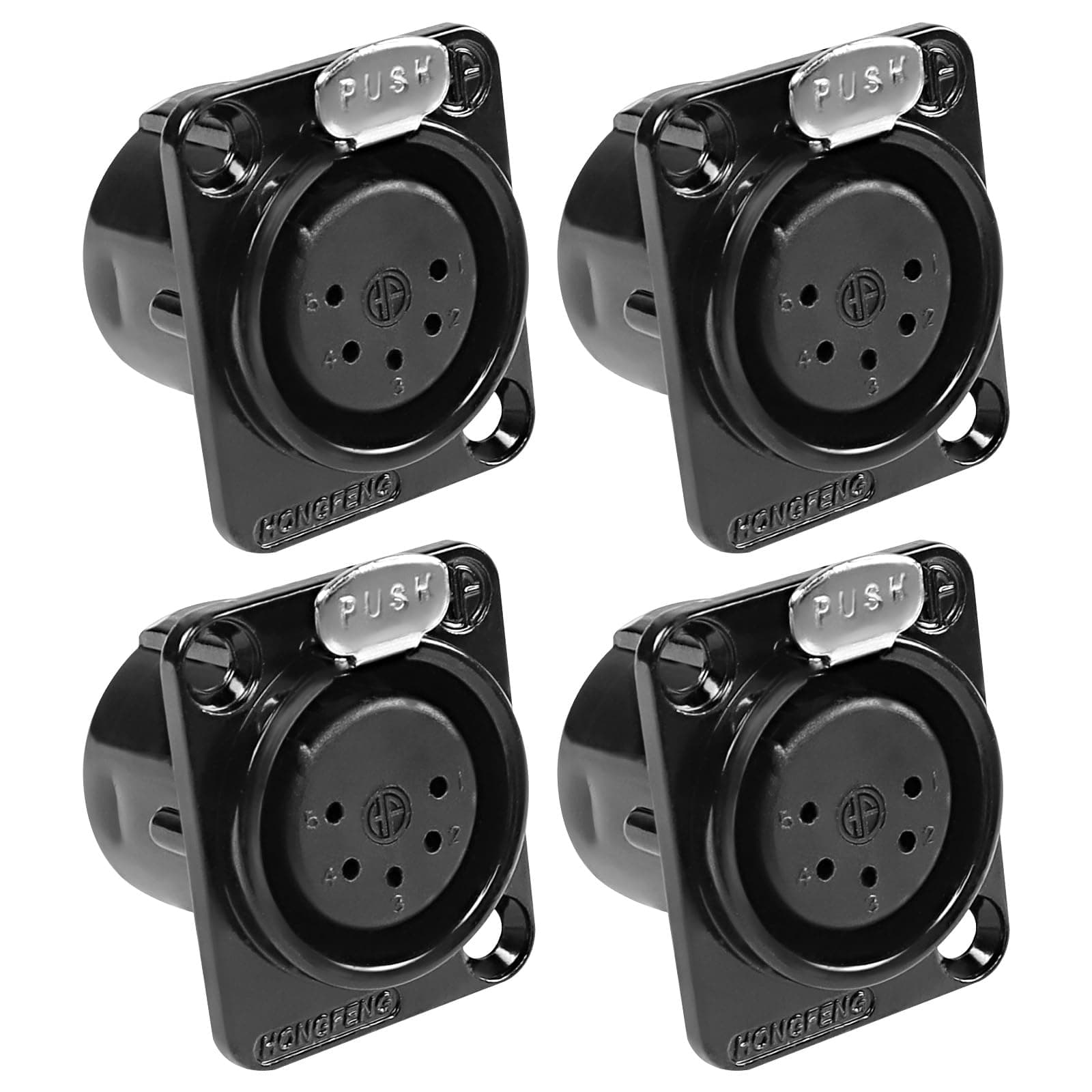 XMSJSIY 5 Pin XLR Panel Mount Stecker XLR Buchse Audio Lautsprecher Mikrofon Stecker D-Typ Chassis Löt für Mikrofon Musikinstrumente-4pcs (5-Pin Weiblich)