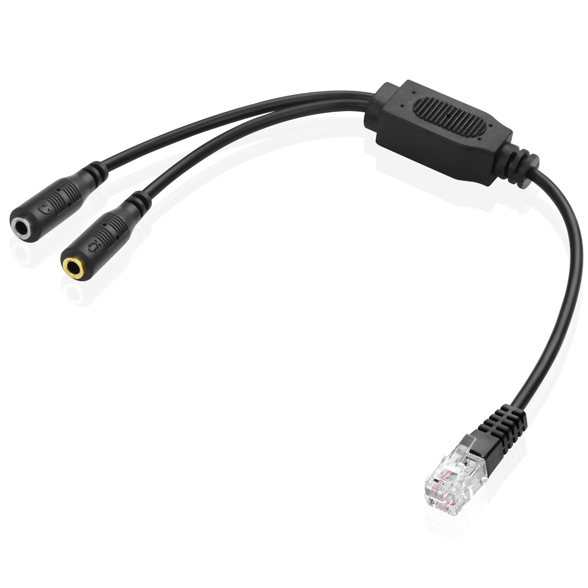 XMSJSIY RJ9 auf Dual 3.5mm Telefon Audio Kabel Headset Jack Adapter Kabel RJ9 Stecker auf 2 x 3.5mm Buchse MIC Kopfhörer Mikrofon Jack Audio Kabel - 30CM/11.8inch