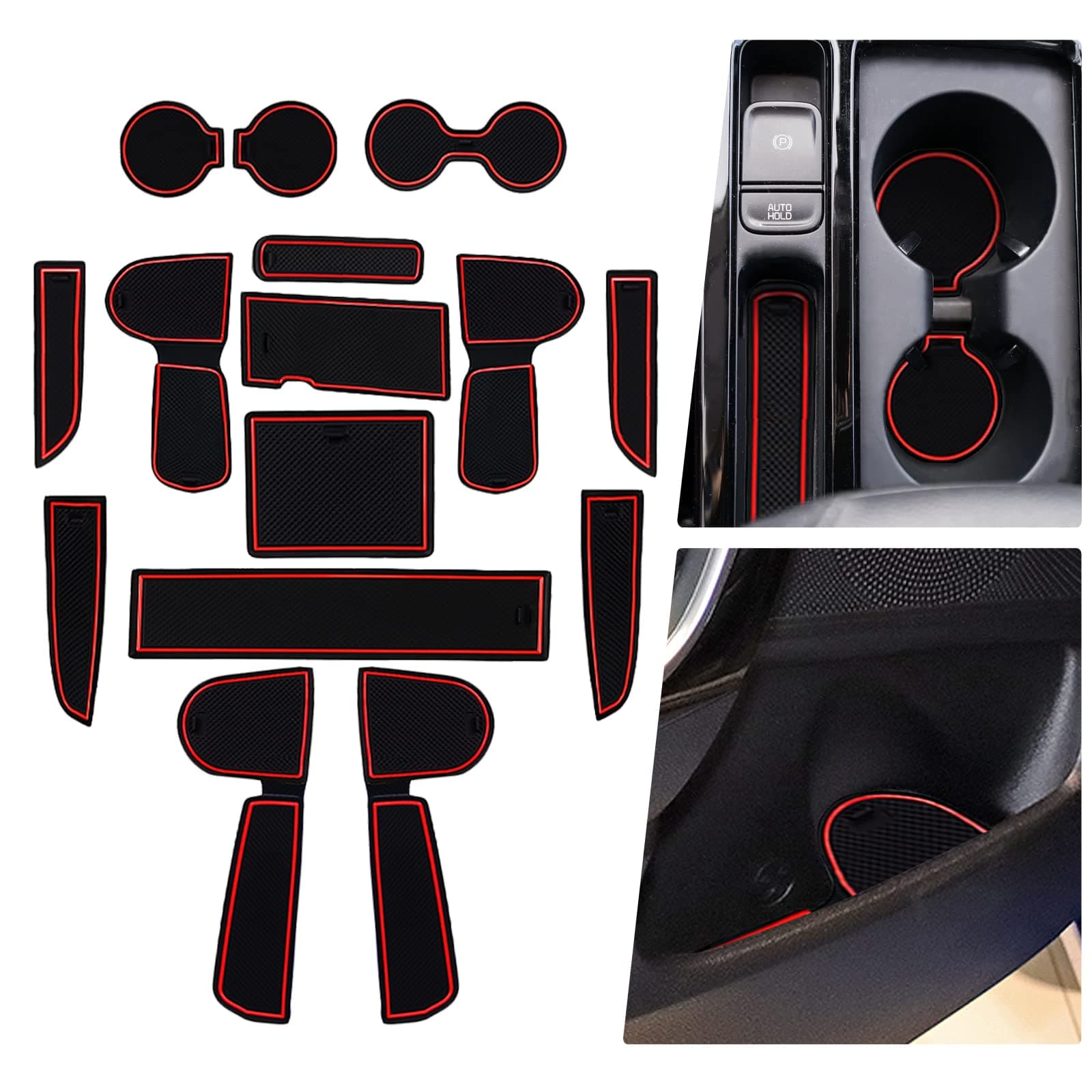 BIBIBO Gummimatten Antirutschmatten kompatibel mit Kia Ceed GT Proceed GT 2018-2024 / XCeed GT 2020-2024, Gummi-Automatten, Auto Matten, Anti-Rutsch-Matte, Aufbewahrungsbox rutschfeste Matten Rot-CEED