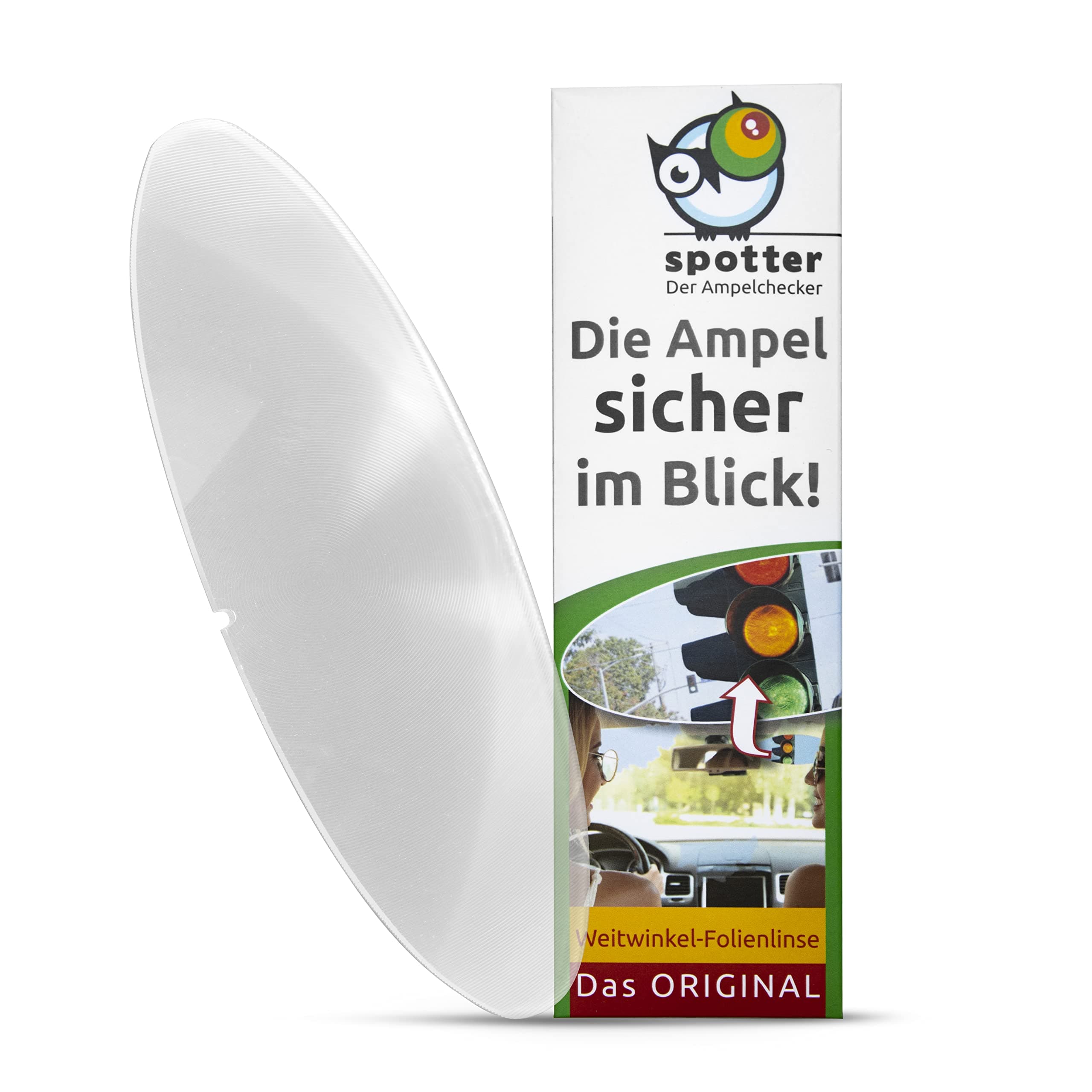 Spotter Ampelchecker - 1er Pack – Fresnel-Linse für die Autoscheibe – selbsthaftende Weitwinkellinse – Fresnelfolie – Ampel Besser sehen – Weitwinkelfolie für KFZ-Frontscheibe – für alle PKW geeignet 1er Set