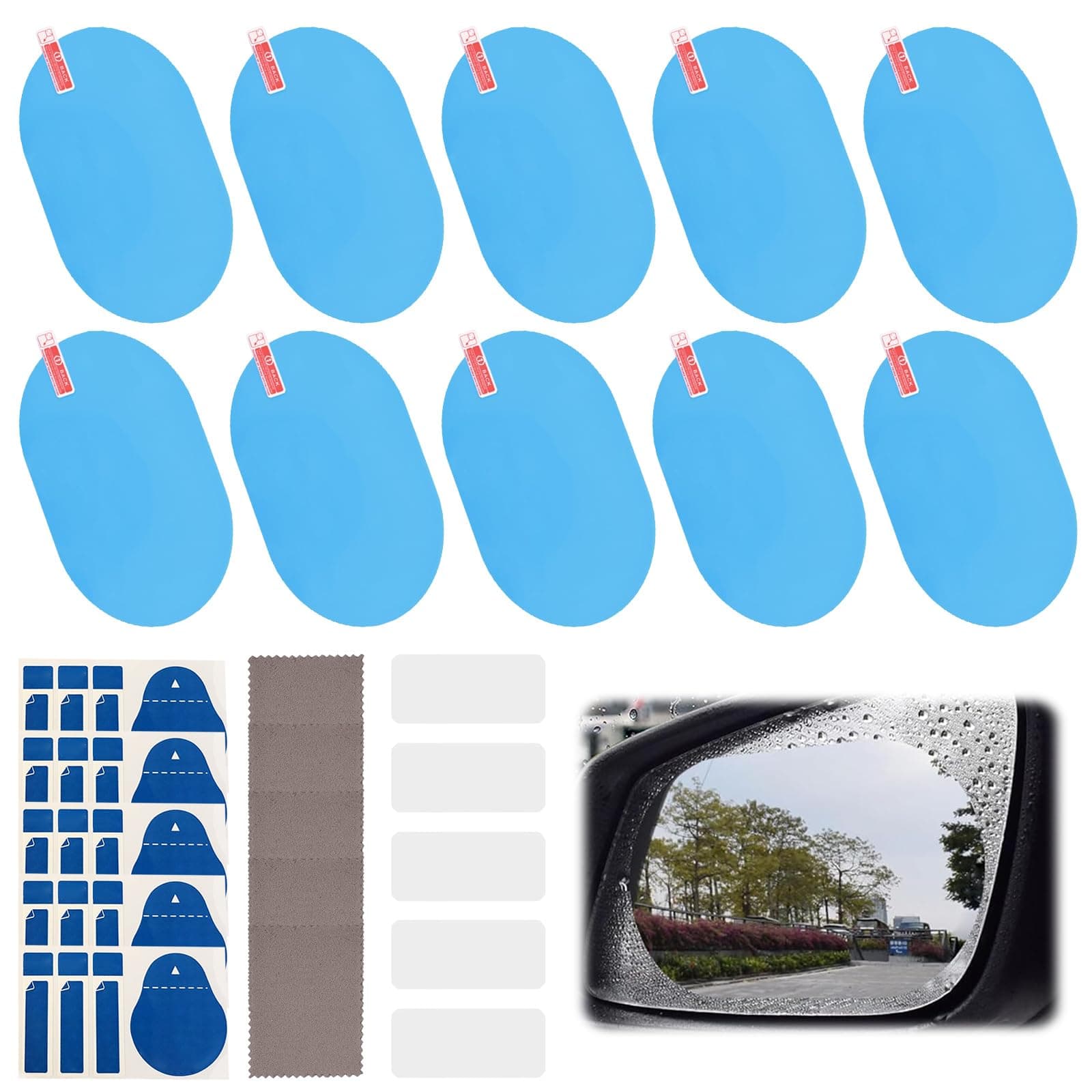 Rückspiegel Regenschutzfolie,10 Stück Regenschutzfolie Auto,Auto Regengeschützte,Auto Rückspiegel wasserdichte Folie,Fensterfolie,für Verschiedene Fahrzeugrückspiegel