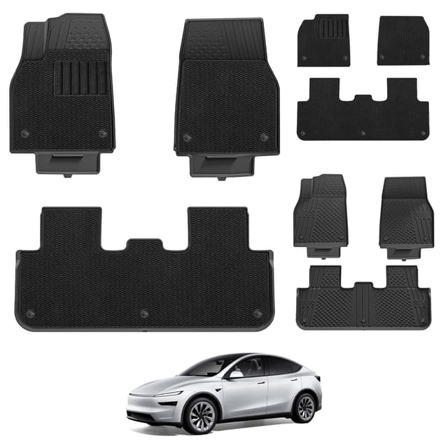3W Tesla Model Y Neu 2025 2026 Juniper Fußmatten und Autoteppiche, TPE Allwetter Maßgeschneiderte Fußmatten 1-2 Reihen und Teppich-Fußmatten Set Tesla Model Y 2025 Autofußmatten Zubehör Model Y Juniper Fußmatten und Autoteppiche